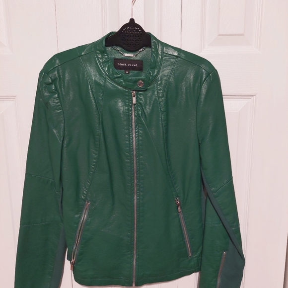 Green Faux Leather Jacket - Picture 1 of 8